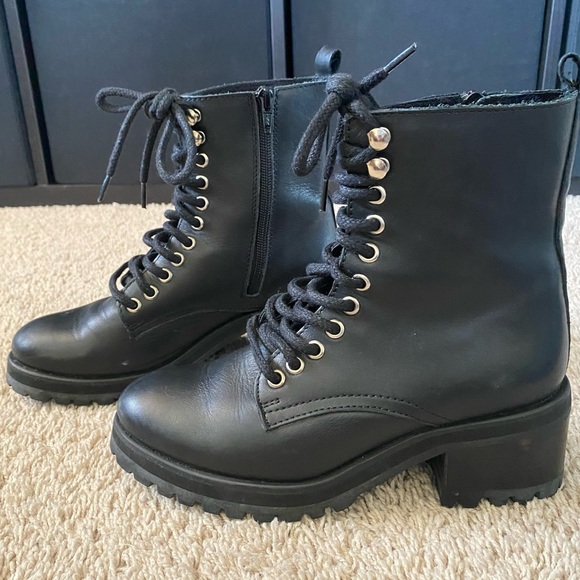 Steve Madden Geneva Combat Boot, Black Leather, size 7 - Picture 7 of 14
